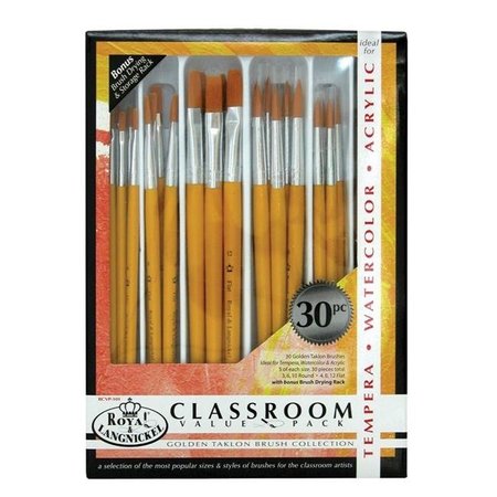 ROYAL BRUSH Royal Brush 1289617 Taklon Hair Classroom Value Pack; Assorted Size; Pack of 30 1289617